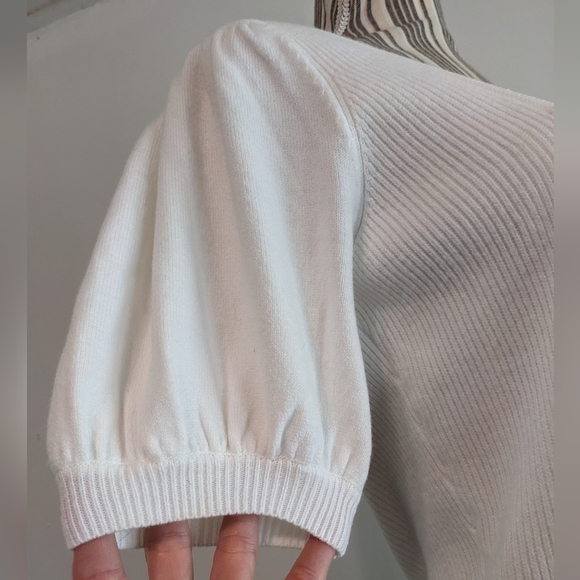French connection white  sweater poof sleeve square neck nwt - Picture 6 of 16